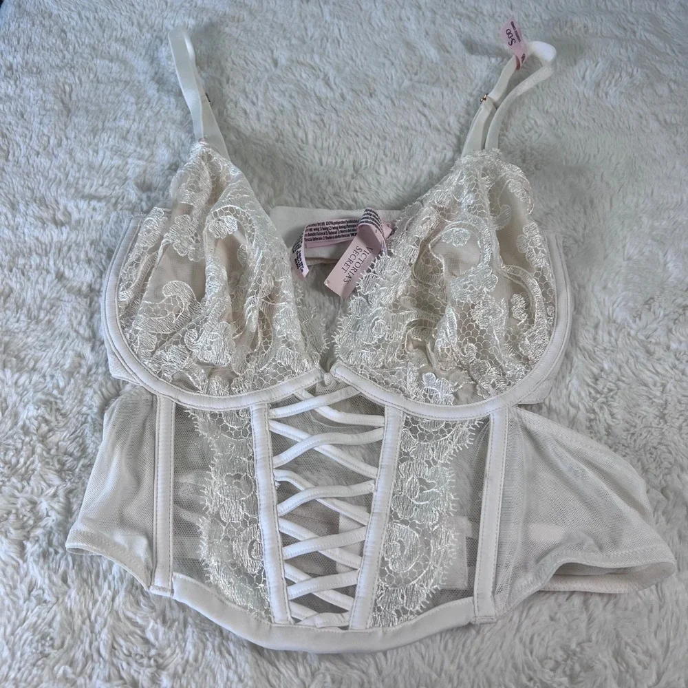 Victorias‎ Secret Dream Angels White Lace Up Corset Bra Top S-DD 11244423 NWT